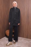 Tesettür giyim SİYAH PANTOLONLU SCUBA ÖRME TAKIM T 4335