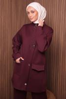 Tesettür giyim BORDO PANTOLONLU SCUBA ÖRME TAKIM T 4335