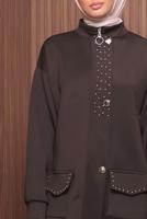 Tesettür giyim KAHVE PANTOLONLU SCUBA ÖRME TAKIM T 4335