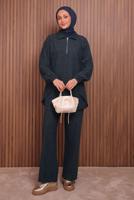 Tesettür giyim LACİVERT T 4935 NSS SCUBA PANTOLONLU TAKIM