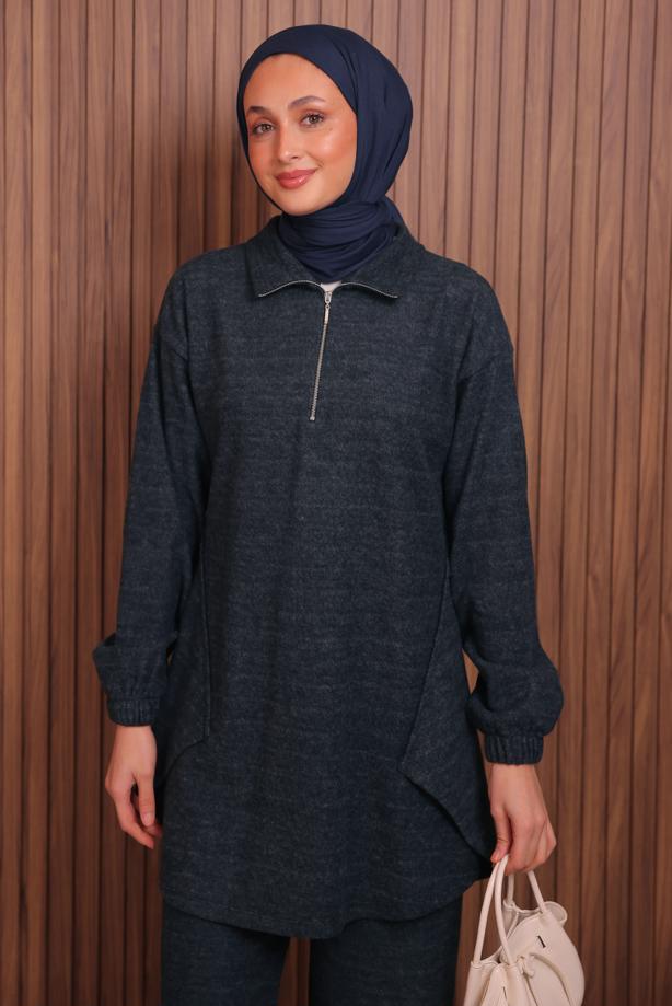 Tesettür giyim LACİVERT T 4935 NSS SCUBA PANTOLONLU TAKIM - TRENDTESETTÜR