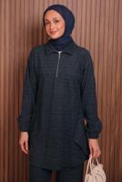 Tesettür giyim LACİVERT T 4935 NSS SCUBA PANTOLONLU TAKIM