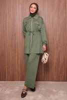 Hijab clothing GREEN TIED WAIST PANTS SUIT T 5135