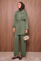 Hijab clothing GREEN TIED WAIST PANTS SUIT T 5135