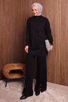 Vêtements hijab NOIR COSTUME PANTALON EN MAILLE T 5207