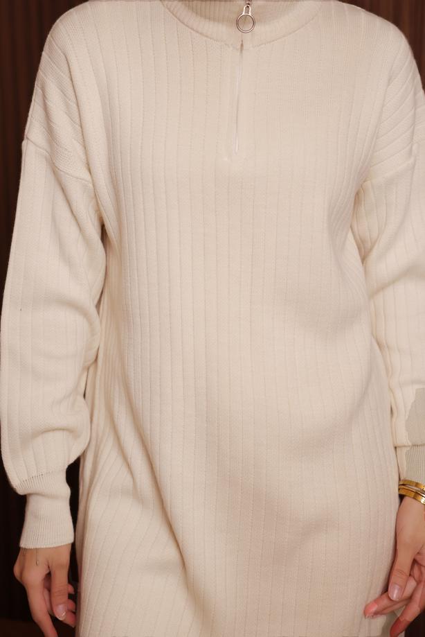 Vêtements hijab ÉCRU ENSEMBLE PANTALON EN MAILLE T 5207 - TRENDTESETTÜR