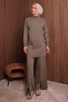 Tesettür giyim VİZON PANTOLONLU TRİKO TAKIM T 5207