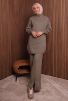 Tesettür giyim VİZON PANTOLONLU TRİKO TAKIM T 5207