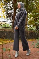 Tesettür giyim GRİ PANTOLONLU KAPÜŞONLU TAKIM T 5666