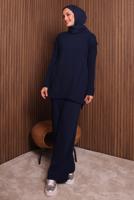 Tesettür giyim LACİVERT PANTOLONLU TRİKO TAKIM T 6307