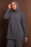 Tesettür giyim GRİ PANTOLONLU TRİKO TAKIM T 6307