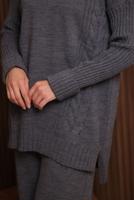 Tesettür giyim GRİ PANTOLONLU TRİKO TAKIM T 6307