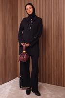 Tesettür giyim SİYAH DÜĞME DETAYLI PANTOLONLU TAKIM T 7035