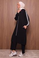 Tesettür giyim SİYAH T 7117 NSS PANTOLONLU TAKIM