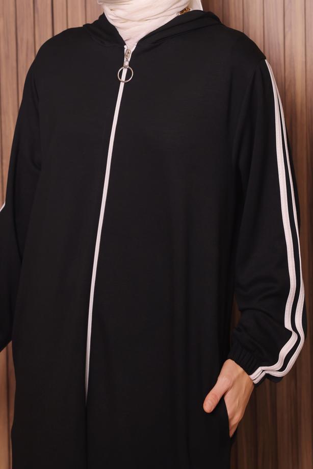 Tesettür giyim SİYAH T 7117 NSS PANTOLONLU TAKIM - TRENDTESETTÜR