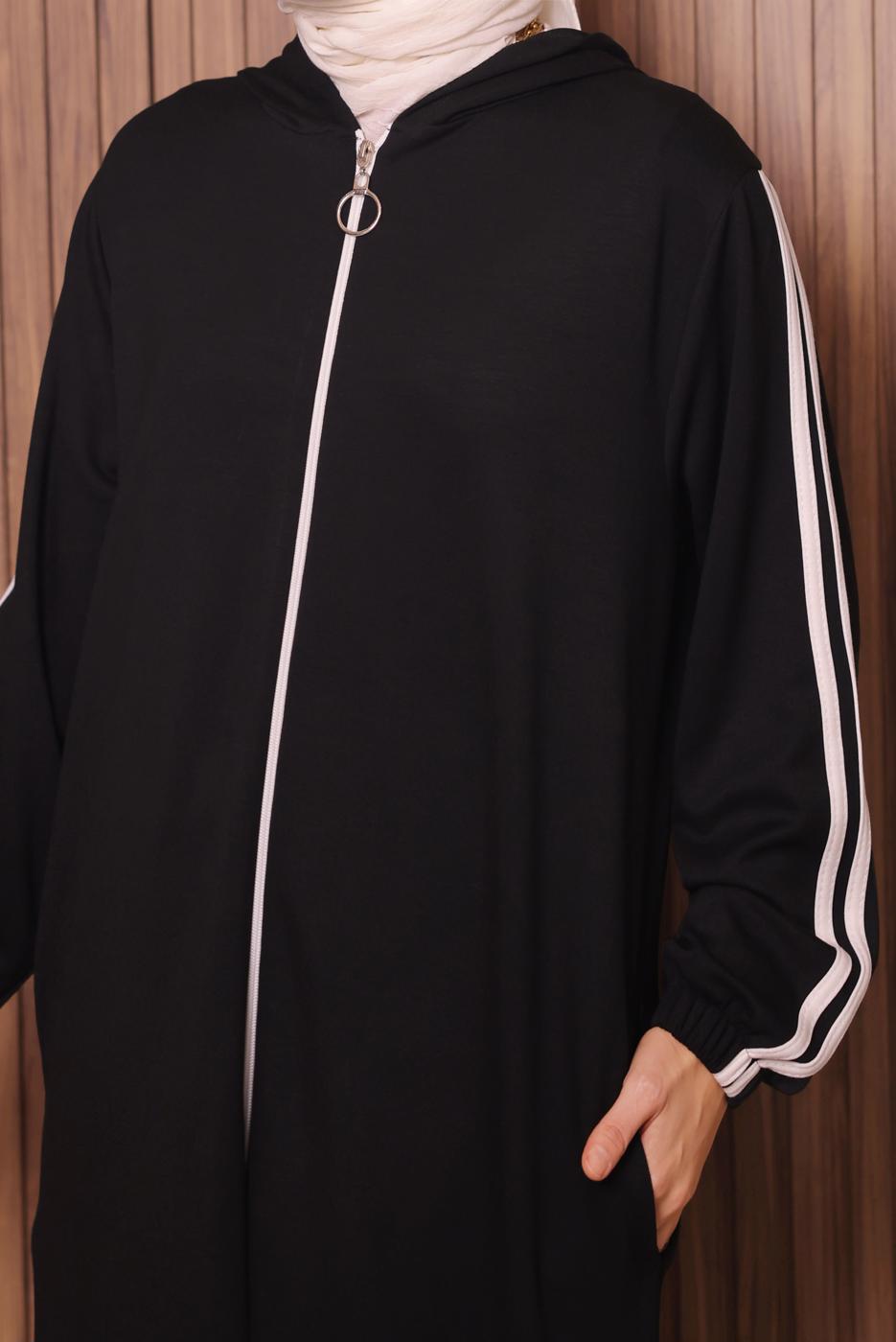 Tesettür giyim SİYAH T 7117 NSS PANTOLONLU TAKIM