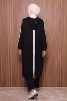 Tesettür giyim SİYAH T 7117 NSS PANTOLONLU TAKIM