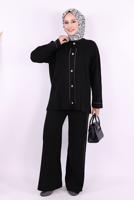 Vêtements hijab NOIR COSTUME EN MAILLE AVEC PANTALON T 75621