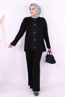 Vêtements hijab NOIR COSTUME EN MAILLE AVEC PANTALON T 75621