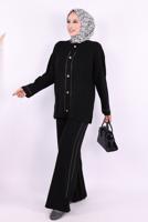 Vêtements hijab NOIR COSTUME EN MAILLE AVEC PANTALON T 75621