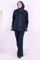 Vêtements hijab BLEU MARINE COSTUME EN MAILLE AVEC PANTALON T 75621