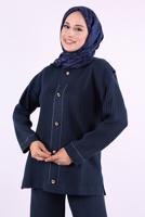 Vêtements hijab BLEU MARINE COSTUME EN MAILLE AVEC PANTALON T 75621