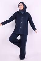 Vêtements hijab BLEU MARINE COSTUME EN MAILLE AVEC PANTALON T 75621