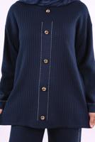 Vêtements hijab BLEU MARINE COSTUME EN MAILLE AVEC PANTALON T 75621