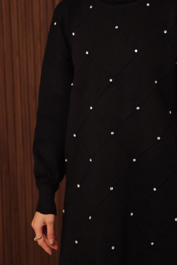 Tesettür giyim SİYAH PANTOLONLU TRİKO TAKIM T 7607 - TRENDTESETTÜR