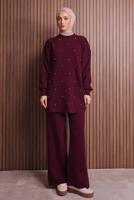 Vêtements hijab ROUGE BORDEAUX ENSEMBLE PANTALON EN MAILLE T 7607