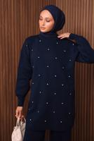 Vêtements hijab BLEU MARINE ENSEMBLE PANTALON EN MAILLE T 7607