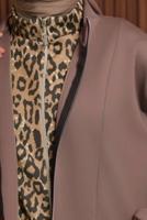 Tesettür giyim KAHVE PANTOLONLU SCUBA ÖRME TAKIM T 8335