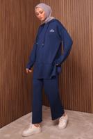 Tesettür giyim LACİVERT KAPÜŞONLU PANTOLONLU TAKIM T 8535