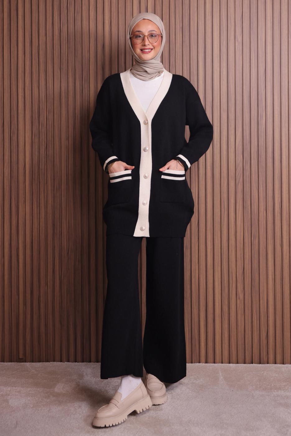 Vêtements hijab NOIR ENSEMBLE PANTALON T 8607