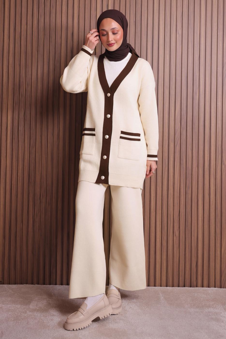 Vêtements hijab BEIGE ENSEMBLE PANTALON T 8607