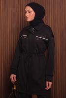 Tesettür giyim SİYAH PANTOLONLU SCUBA ÖRME TAKIM T 9235