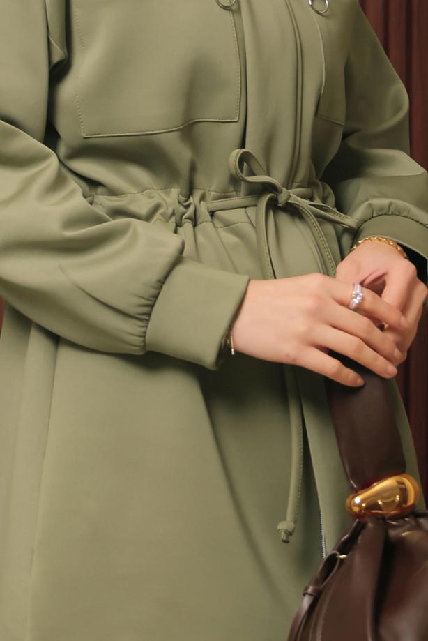 Tesettür giyim YEŞİL PANTOLONLU SCUBA ÖRME TAKIM T 9235 - TRENDTESETTÜR