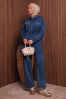 Tesettür giyim LACİVERT PANTOLONLU SCUBA ÖRME TAKIM T 9235