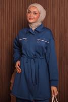 Tesettür giyim LACİVERT PANTOLONLU SCUBA ÖRME TAKIM T 9235