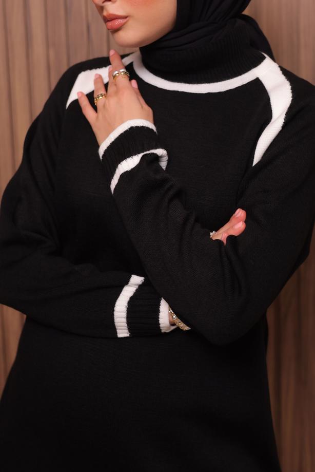 Tesettür giyim SİYAH PANTOLONLU TRİKO TAKIM T 9607 - TRENDTESETTÜR