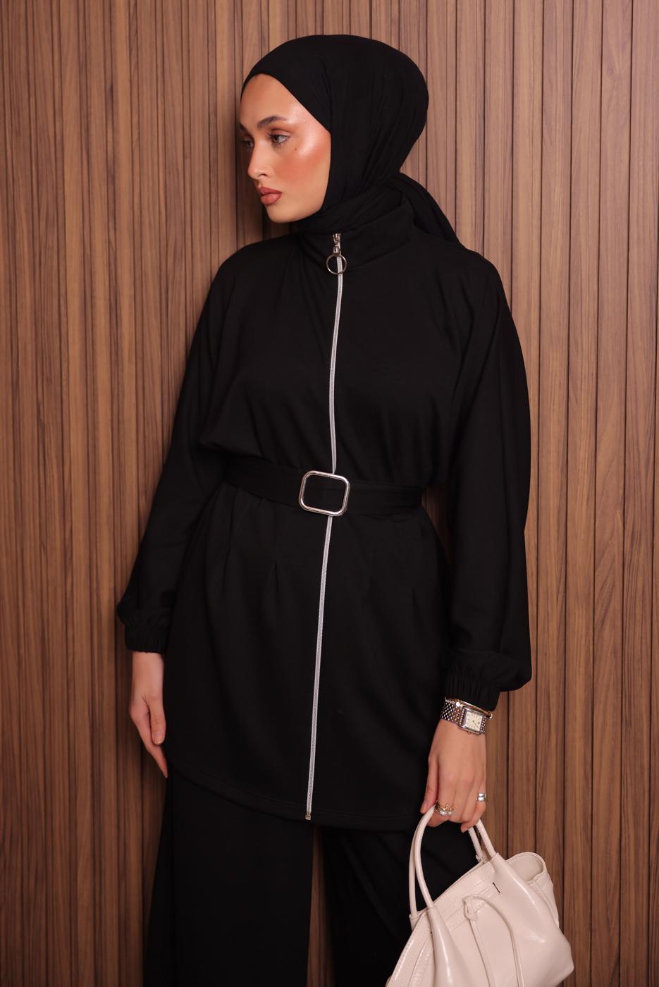 Hijab clothing BLACK T 9935 NSS PANTOLONLU TAKIM