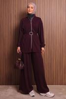 Hijab clothing CLARET RED T 9935 NSS PANTOLONLU TAKIM