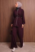 Hijab clothing CLARET RED T 9935 NSS PANTOLONLU TAKIM