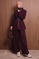 Hijab clothing CLARET RED T 9935 NSS PANTOLONLU TAKIM