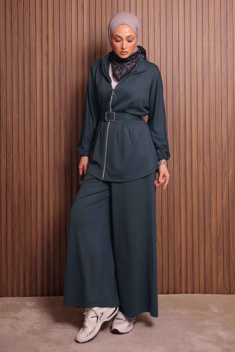 Hijab clothing GREY T 9935 NSS PANTOLONLU TAKIM