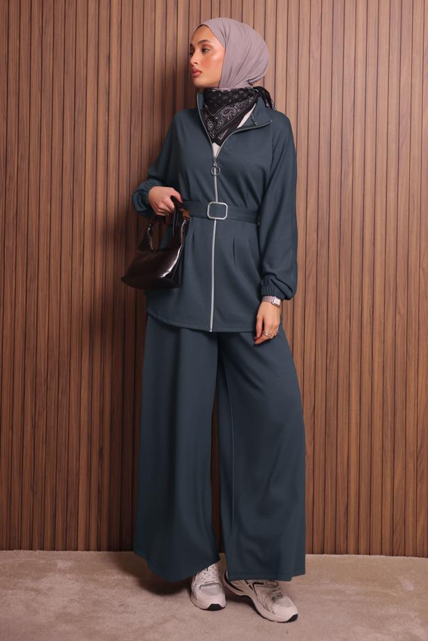 Hijab clothing GREY T 9935 NSS PANTOLONLU TAKIM - TRENDTESETTÜR