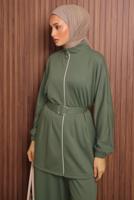 Hijab clothing GREEN BELTED PANTSUIT T 9935