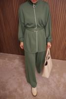 Hijab clothing GREEN BELTED PANTSUIT T 9935
