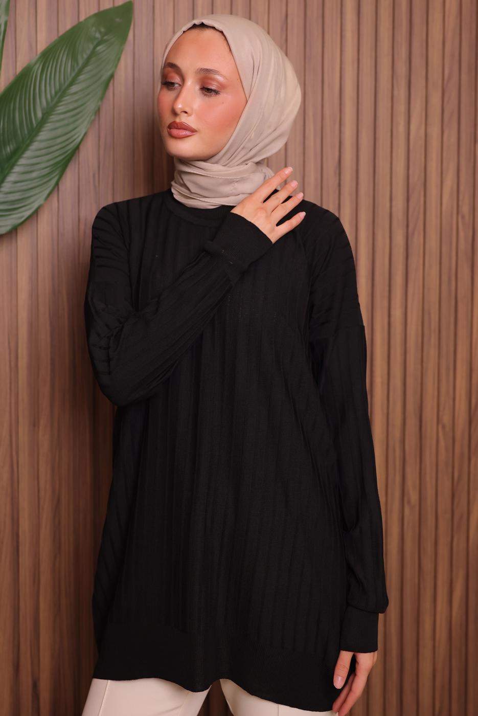 Tesettür giyim SİYAH TRİKO TUNİK T 0007