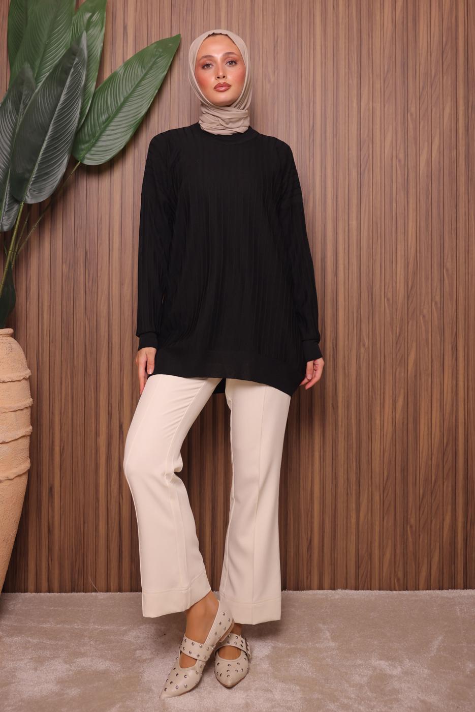 Tesettür giyim SİYAH TRİKO TUNİK T 0007